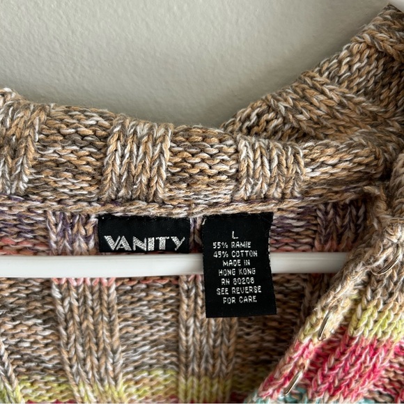 Vintage 90’s Y2K Vanity Striped Sweater - Size L - Picture 3 of 4